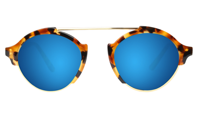 Milan IV Sunglasses in Light Tortoise Blue Mirror
