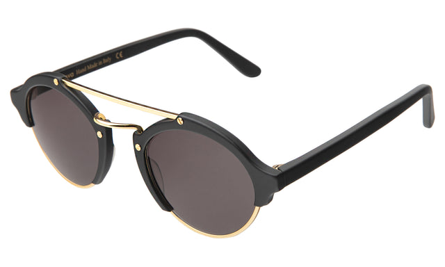 Milan Sunglasses Side Profile in Matte Black/Gold / Grey