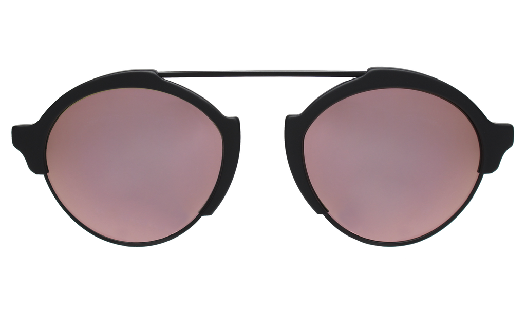 Illesteva Black and Gold Round Milan III Black/Silver Mirror Lens Sunglasses Milan Sunglasses | illesteva main image 3