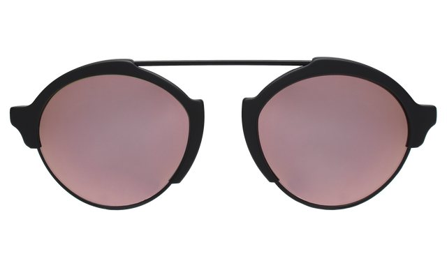 Milan III Sunglasses in Matte Black with Rose Mirror