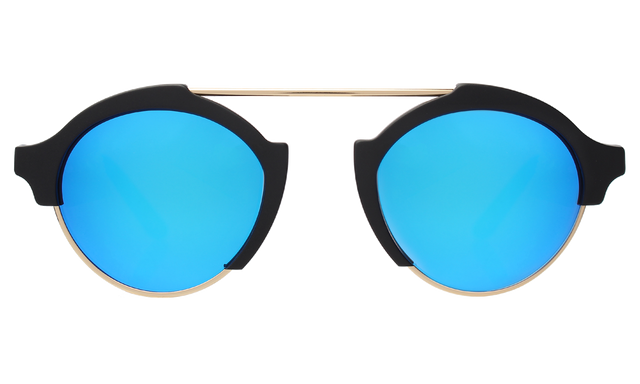 Milan IV Sunglasses in Black Blue Mirror