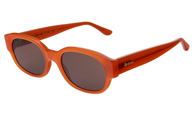 Montreal Sunglasses Side Profile in Tangerine / Brown Flat