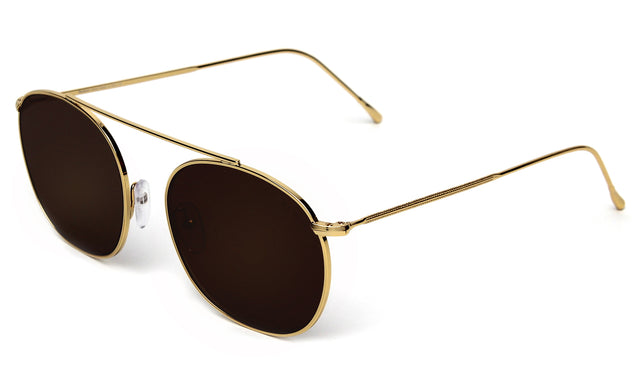 Mykonos II Sunglasses Side Profile in Gold / Brown Flat