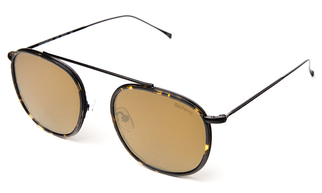 Mykonos Ace Sunglasses Side Profile in Flame/Black / Gold Flat Mirror
