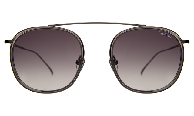 Mykonos Ace Sunglasses front view in Grey/Gunmetal with Grey Flat Gradient