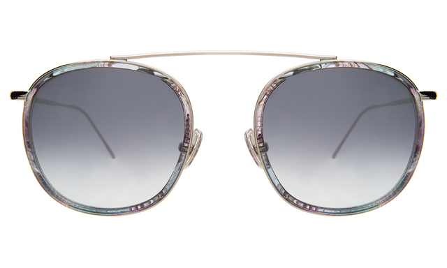 Mykonos Ace Sunglasses front view in Meteorite/Silver with Silver Flat Mirror Gradient