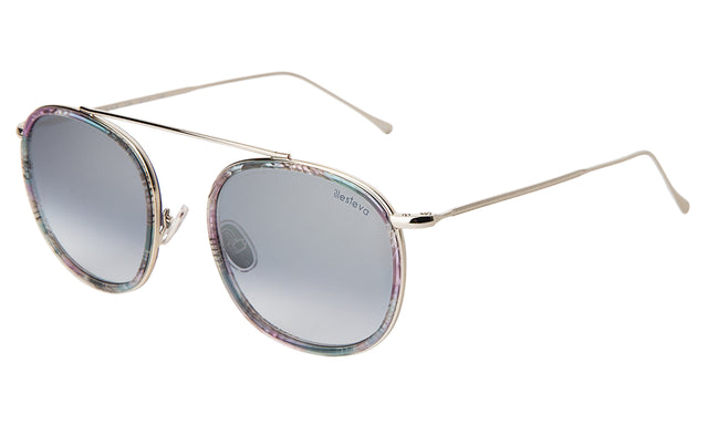 Mykonos Ace Sunglasses side view in Meteorite/Silver / Silver Flat Mirror Gradient