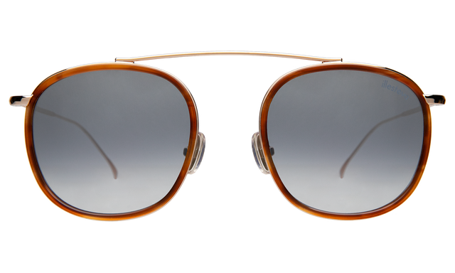 Mykonos Ace Sunglasses in Saffron Havana/Gold with Silver Flat Mirror Gradient