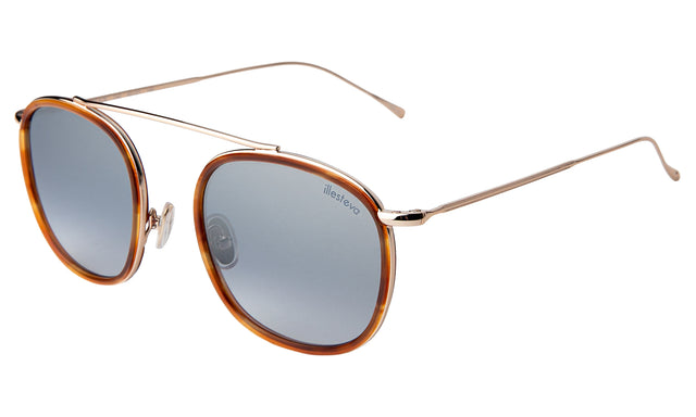 Mykonos Ace Sunglasses Side Profile in Saffron Havana/Gold / Silver Flat Mirror Gradient