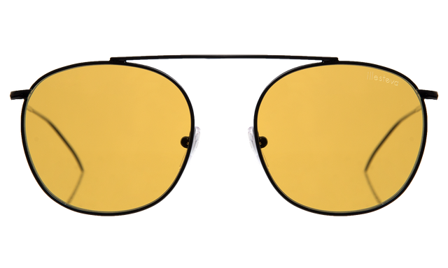 Mykonos II Sunglasses front view in Black with Honey Flat See Through