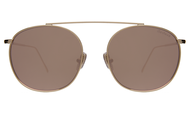 Mykonos II Sunglasses in Gold with Bright Rose Flat Mirror