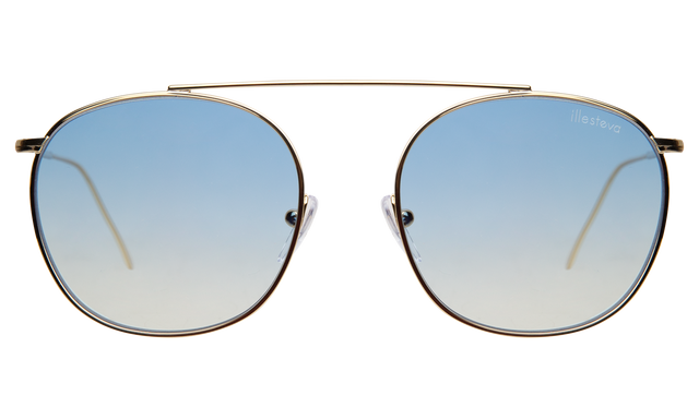 Mykonos II Sunglasses in Gold with Blue Flat Gradient See Through