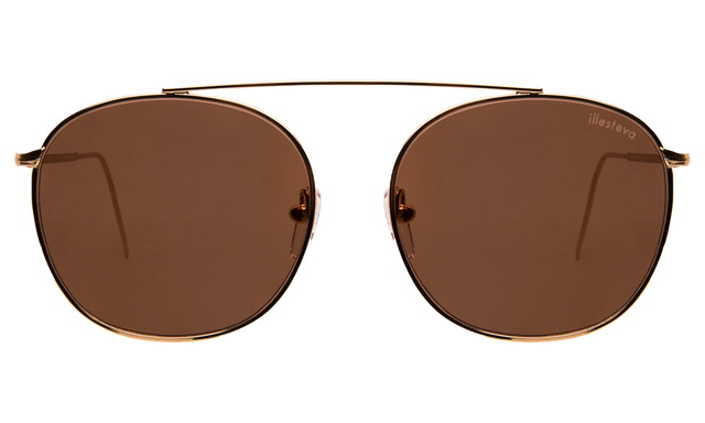 Mykonos II Sunglasses front view in Rose Gold with Mocha Flat Mirror