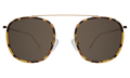 Front view of Mykonos Ace Sunglasses in Tortoise/Gold/Grey Flat