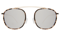 Front view of Mykonos Ace Sunglasses in White Tortoise/Gold/Silver Flat Mirror