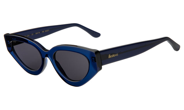 Mary Lou Sunglasses Side Profile in Navy / Grey Flat