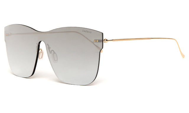 Newbury II Mask Sunglasses side view in Silver / Silver