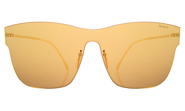 Newbury Mask Sunglasses front view in Bright Gold Bright Gold