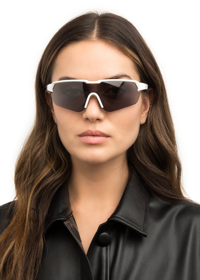 wearing Nicaragua Sunglasses White with Grey Polarized