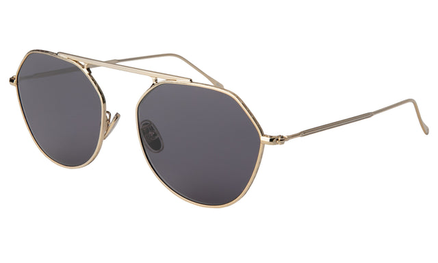 Nicosia 57 Sunglasses Side Profile in Gold / Grey Flat
