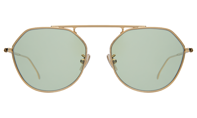 Nicosia 57 Sunglasses in Gold with Sea Foam Flat See Through