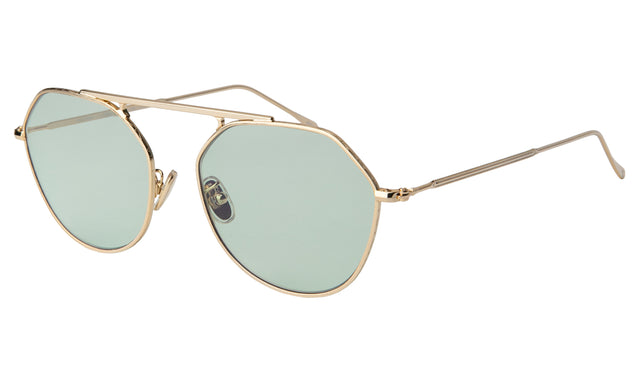 Nicosia 57 Sunglasses Side Profile in Gold / Sea Foam Flat See Through
