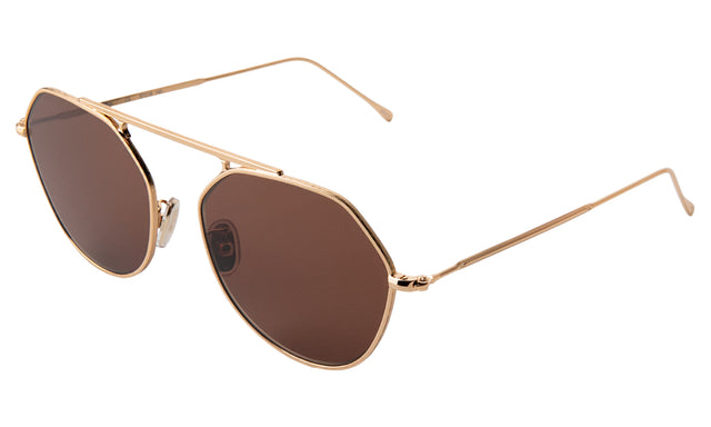 Nicosia 57 Sunglasses Side Profile in Rose Gold / Brown Flat