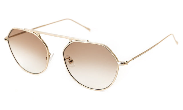  Nicosia Sunglasses Side Profile in Gold Taupe Flat Gradient
