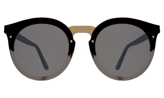 Palermo Sunglasses front view in Matte Black/Gold with Grey Flat