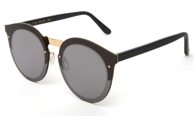 Palermo Sunglasses side view in Matte Black/Gold / Grey Flat