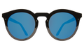 Front view of Palermo Sunglasses in Matte Black/Blue Flat Mirror