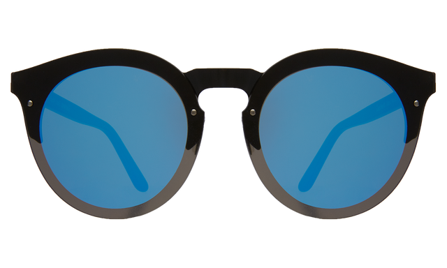 Palermo Sunglasses in Matte Black Blue Flat Mirror