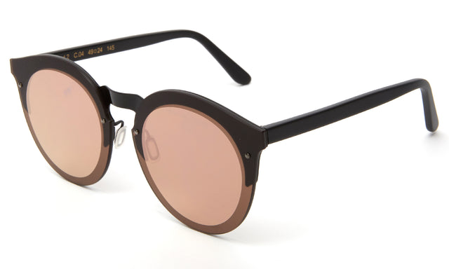 Palermo Sunglasses side view in Matte Black / Rose Flat Mirror