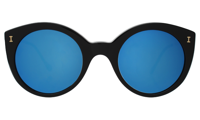 Palm Beach Sunglasses in Black Blue Mirror