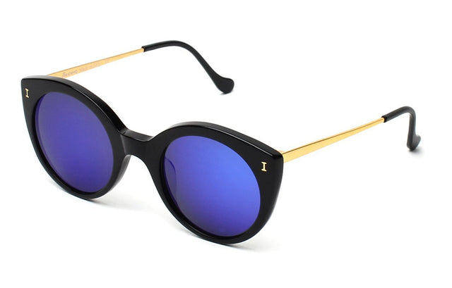 Palm Beach Sunglasses side view in Black Violet Mirror