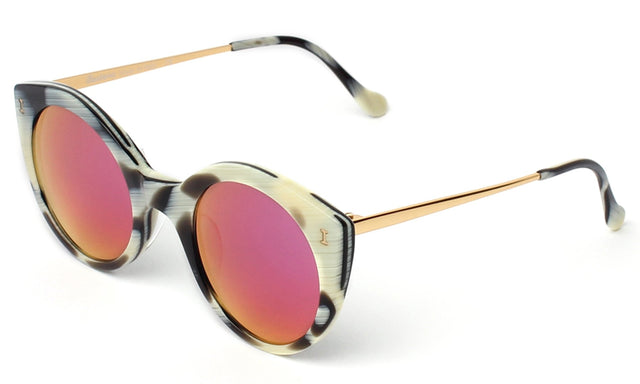 Palm Beach Sunglasses Side Profile in Horn Pink Mirror