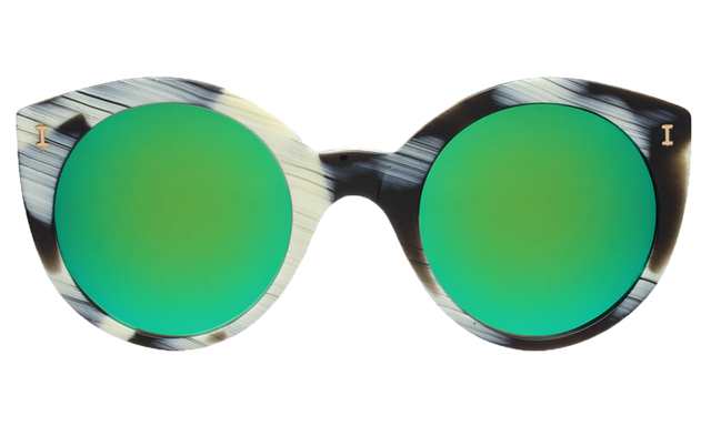 Palm Beach Sunglasses in Horn Green Mirror