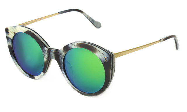 Palm Beach Sunglasses Side Profile in Horn Green Mirror