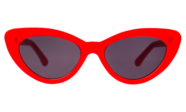 Pamela Sunglasses front view in Red with Grey Flat