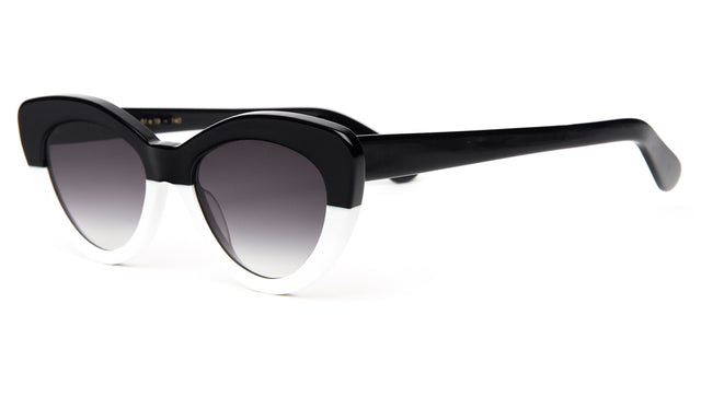 Pamela Sunglasses Side Profile in H/H Black White Grey Flat Gradient