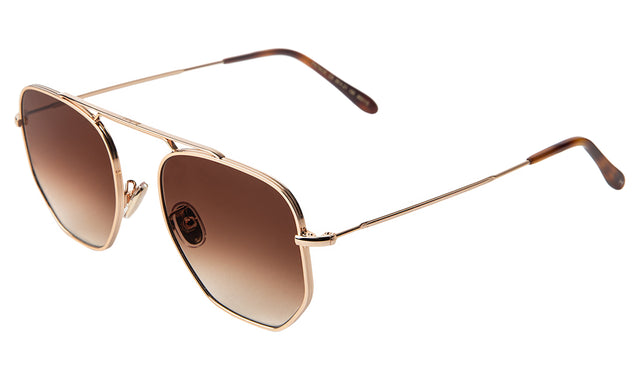 Patmos Sunglasses Side Profile in Rose Gold Brown Flat Gradient