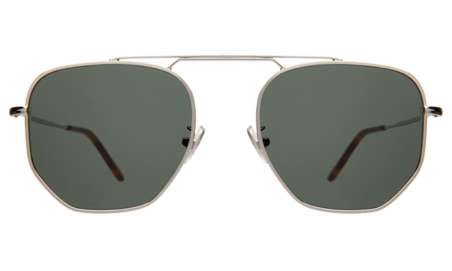 Patmos Sunglasses in Silver with Olive Flat