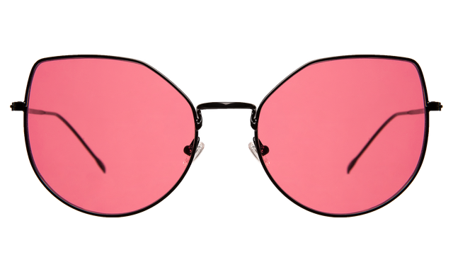 Penelope Sunglasses in Black with Cherry Flat See Through