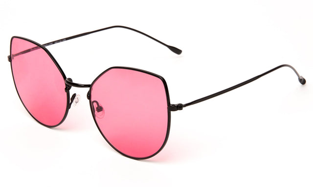 Penelope Sunglasses Side Profile in Black with Cherry Flat See Through