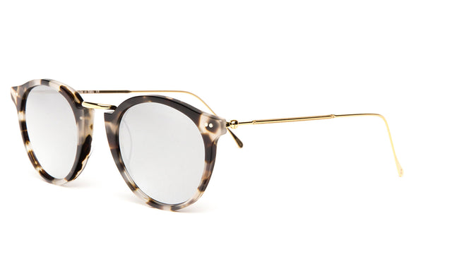 Portofino Sunglasses Side Profile in White Tortoise Silver Mirror