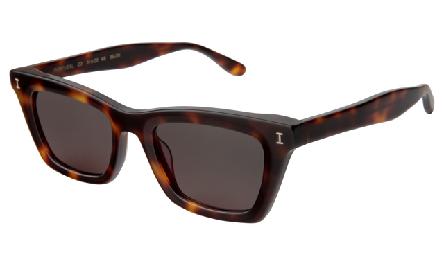 Portugal Sunglasses Side Profile in Havana / Grey Flat