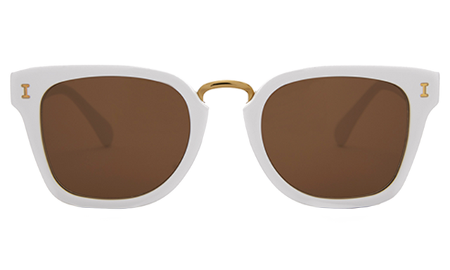 Positano Sunglasses front view in White with Brown