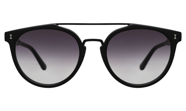 Puglia Sunglasses front view in Matte Black with Grey Flat Gradient
