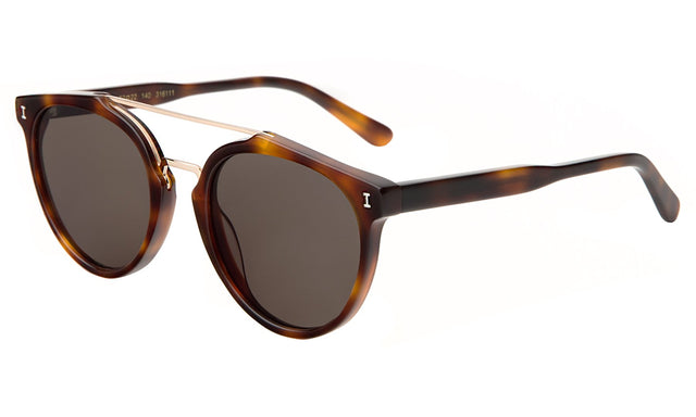 Puglia Sunglasses Side Profile in Havana/Gold / Grey Flat