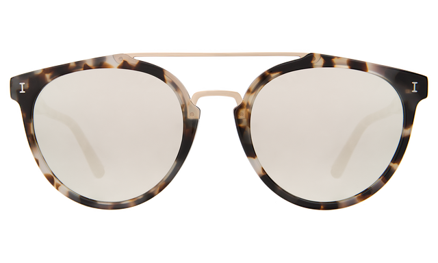Puglia Sunglasses in White Tortoise/Gold with Silver Flat Mirror